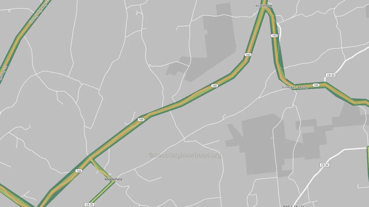 Roseboom, NY Map of Noise Levels in Roseboom