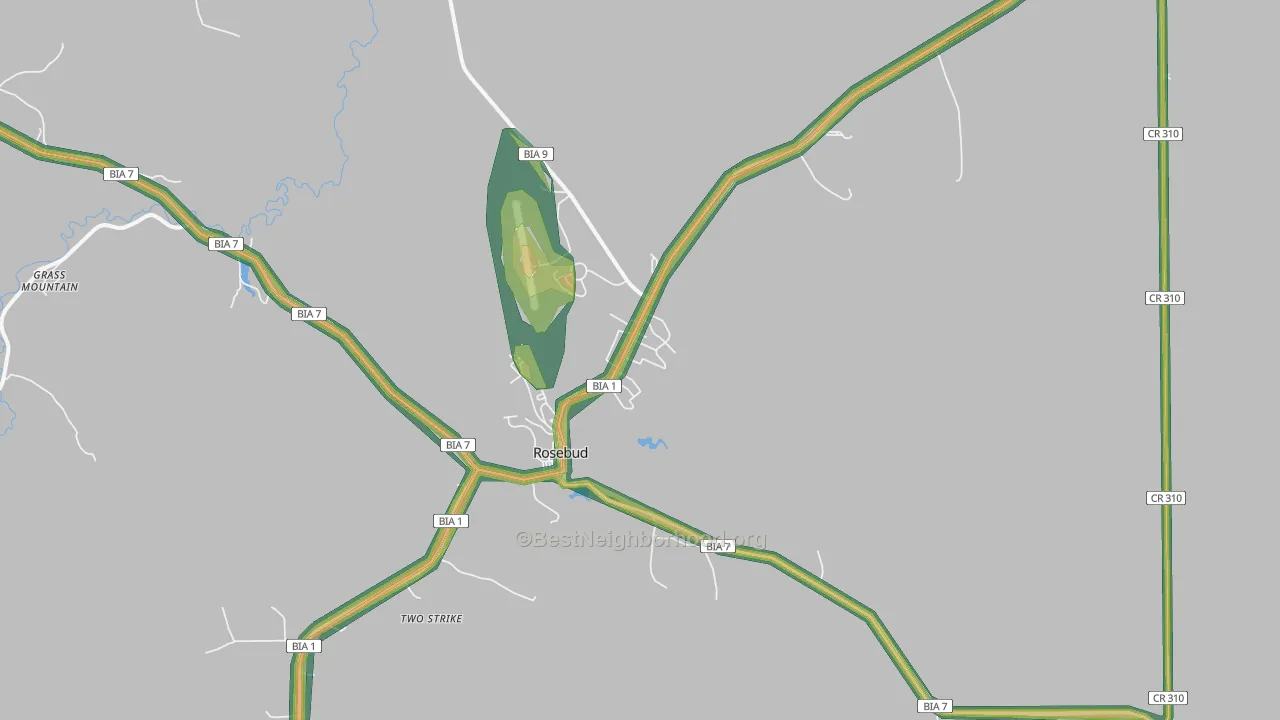 Rosebud, SD Map of Noise Levels in Rosebud
