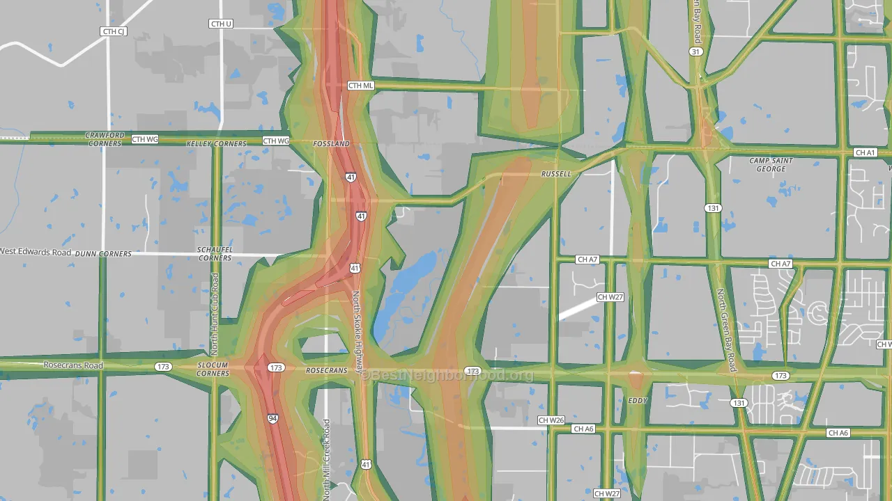 Rosecrans, IL Map of Noise Levels in Rosecrans