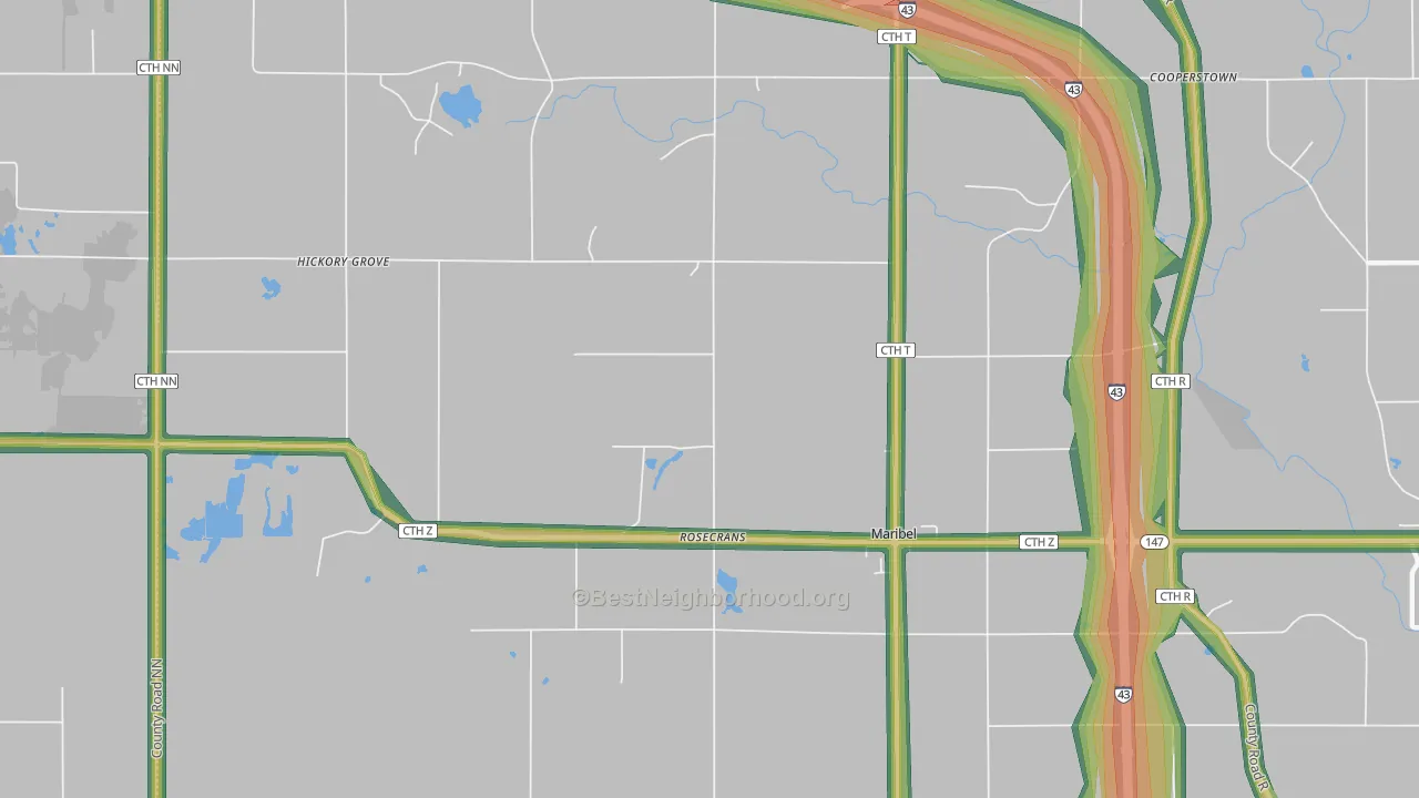 Rosecrans, WI Map of Noise Levels in Rosecrans
