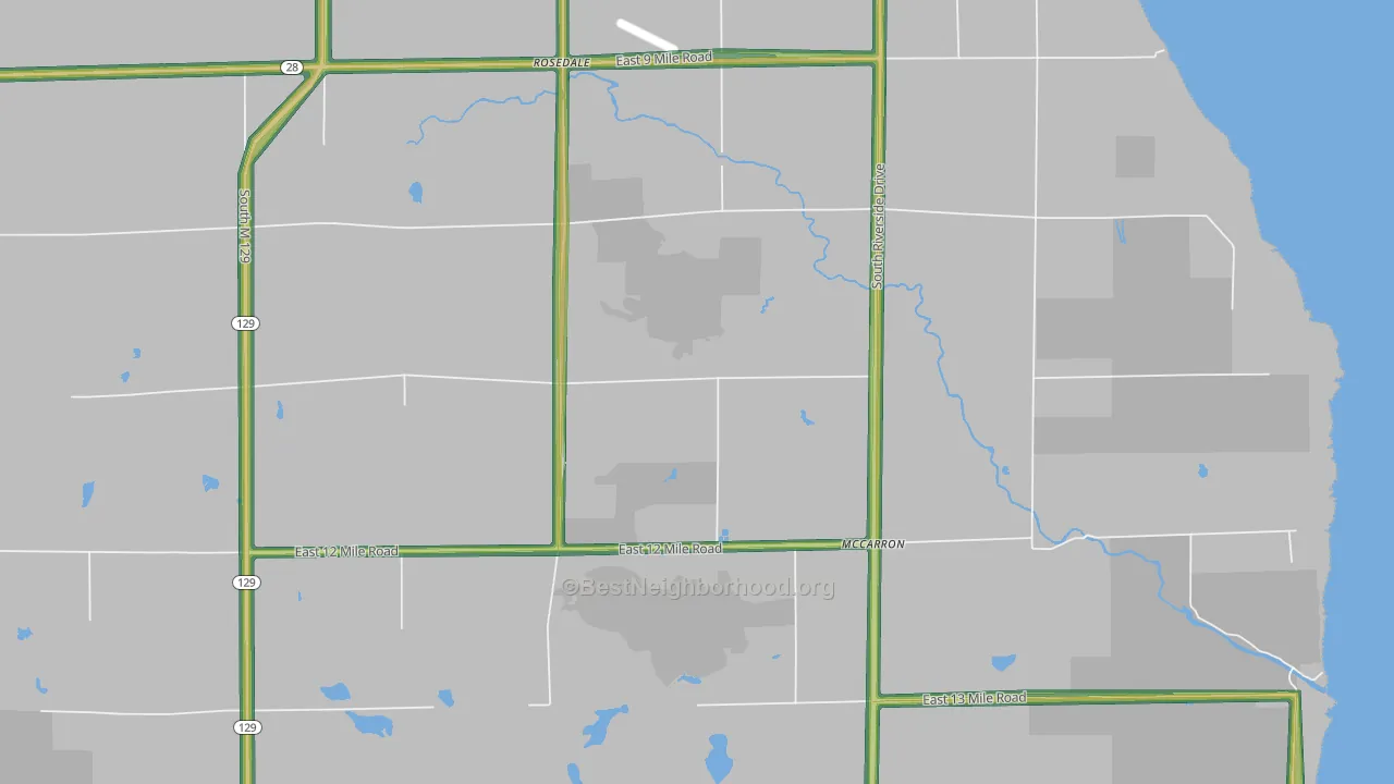 Rosedale, MI Map of Noise Levels in Rosedale