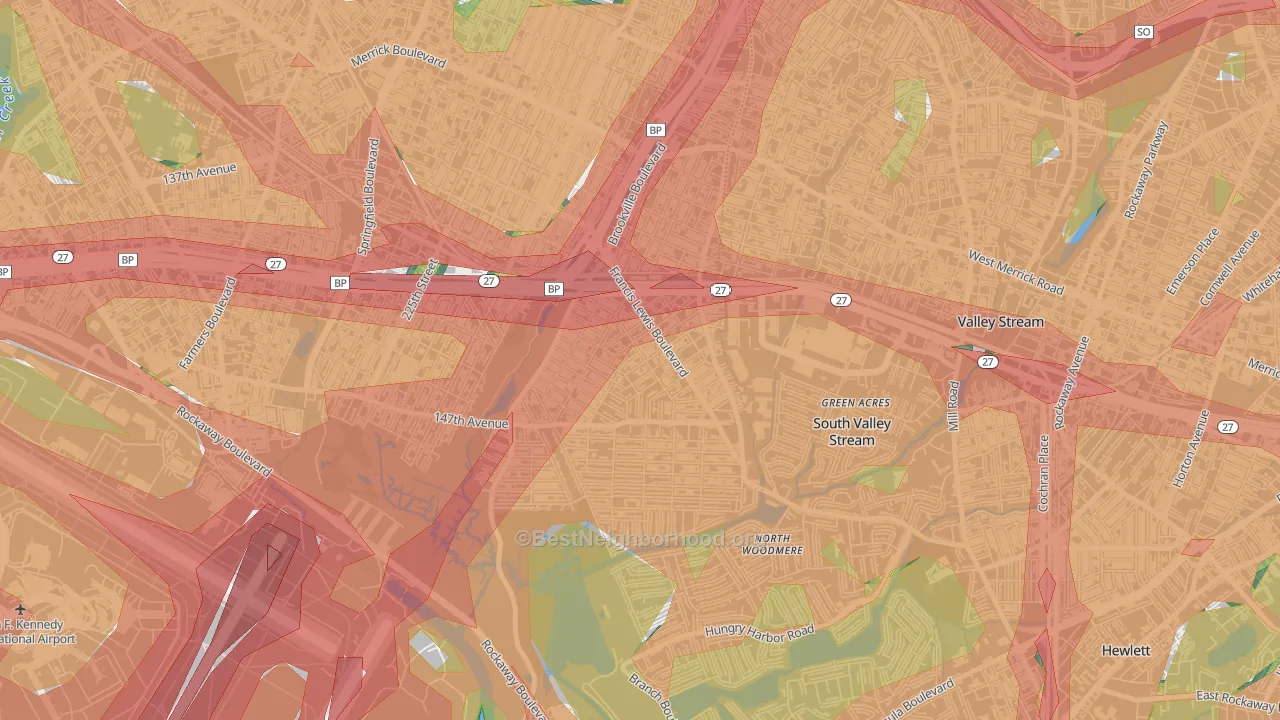 Rosedale, Queens, NY Map of Noise Levels in Rosedale