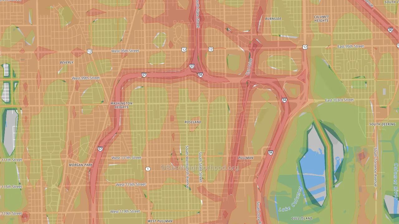 Roseland, Chicago, IL Map of Noise Levels in Roseland