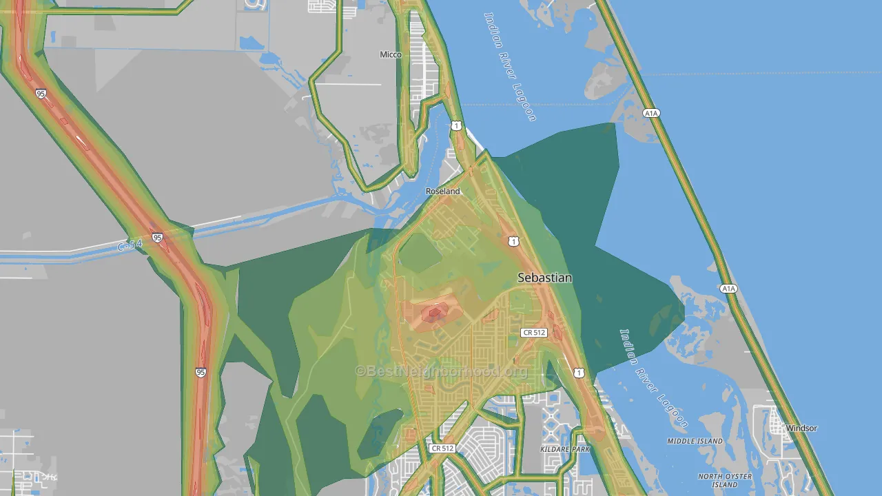 Roseland, FL Map of Noise Levels in Roseland