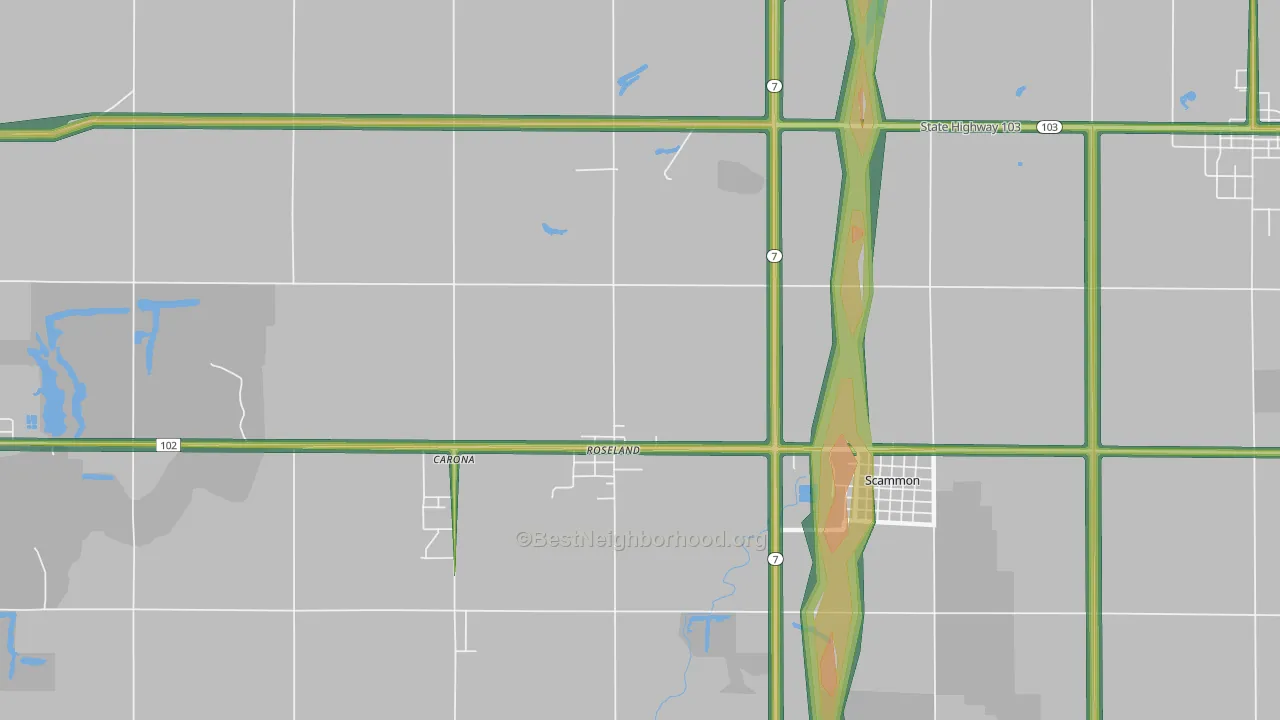Roseland, KS Map of Noise Levels in Roseland