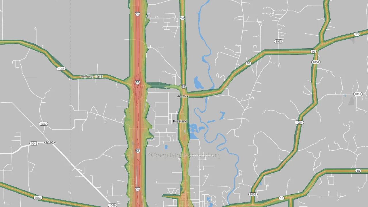 Roseland, LA Map of Noise Levels in Roseland