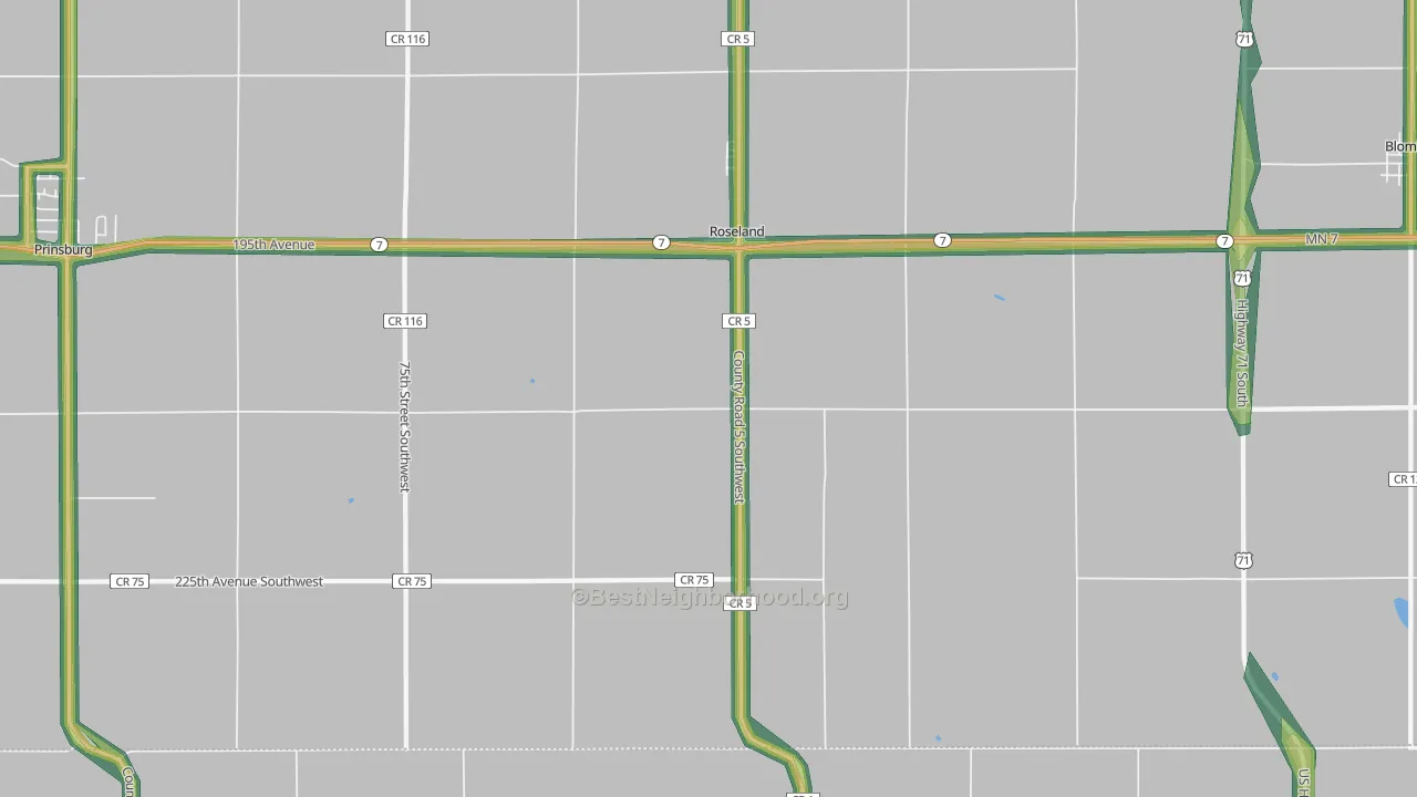 Roseland, MN Map of Noise Levels in Roseland
