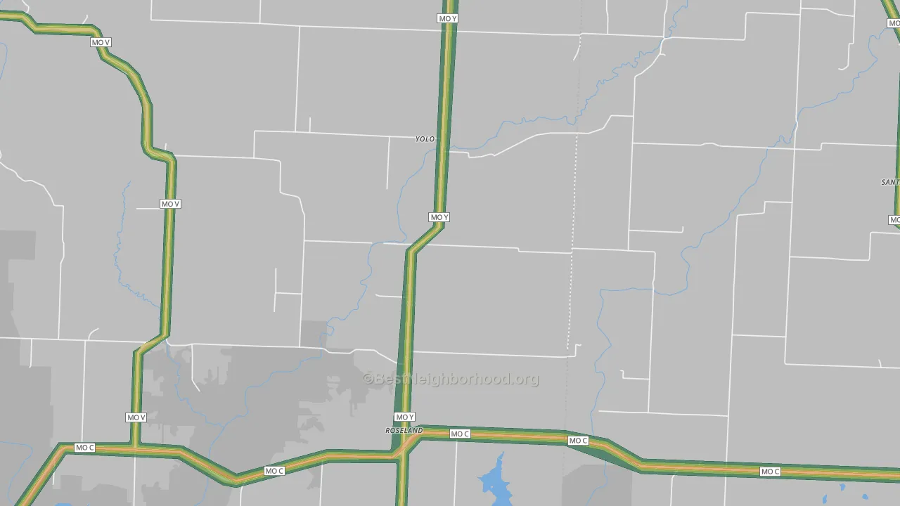 Roseland, MO Map of Noise Levels in Roseland