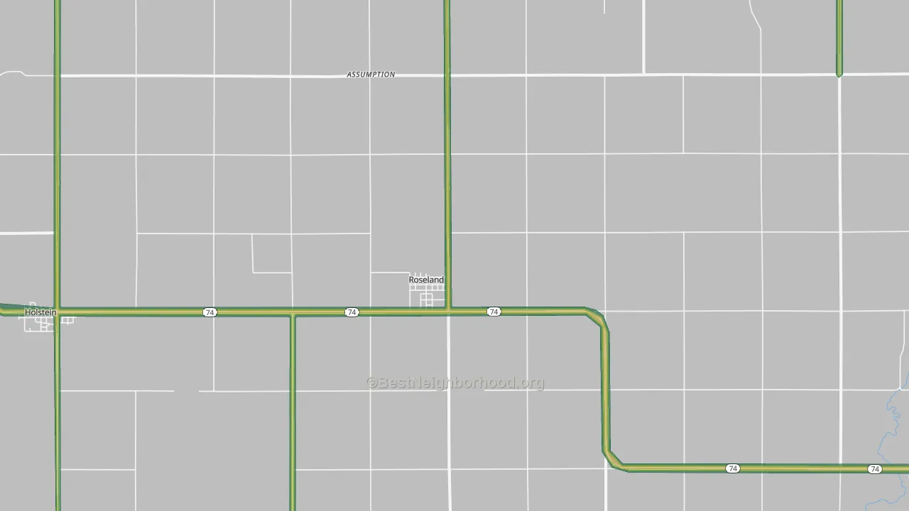Roseland, NE Map of Noise Levels in Roseland
