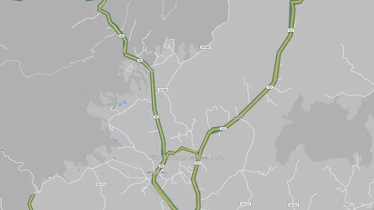 Roseland, VA Map of Noise Levels in Roseland