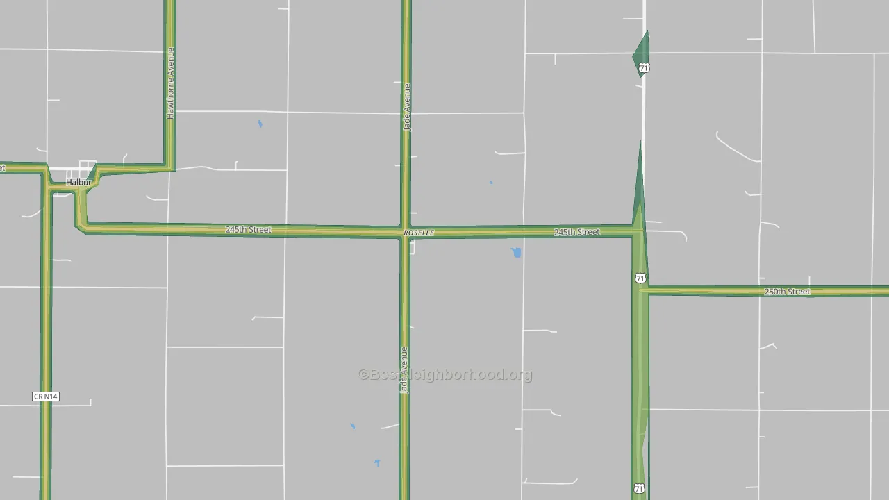 Roselle, IA Map of Noise Levels in Roselle