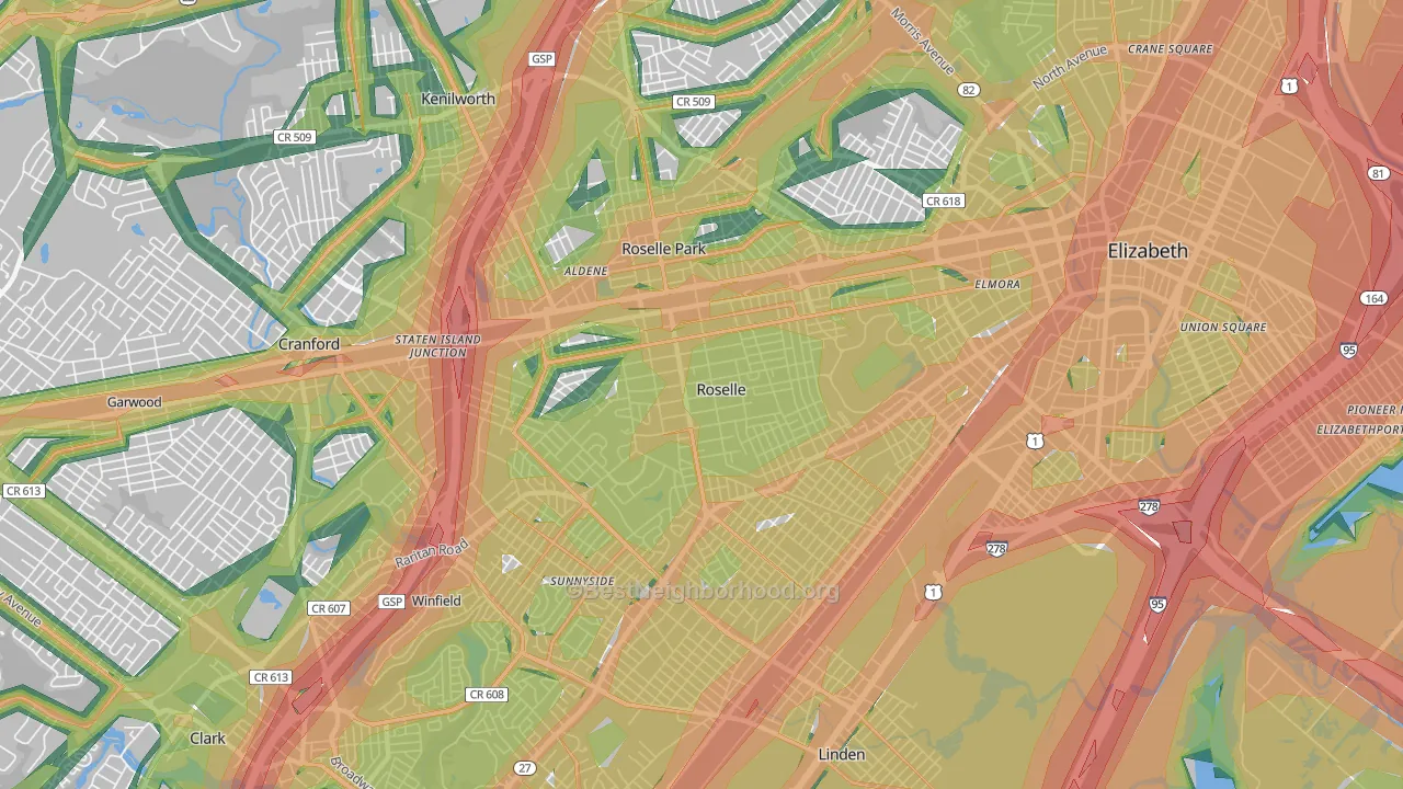 Roselle, NJ Map of Noise Levels in Roselle