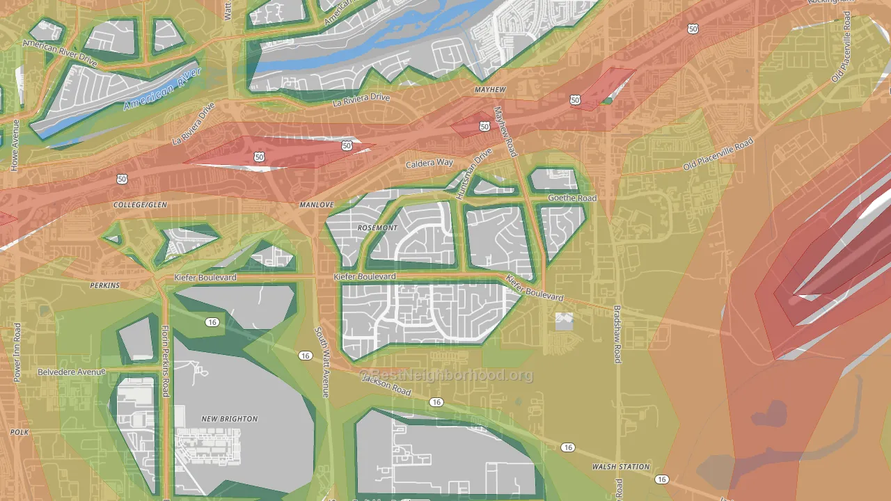 Rosemont, CA Map of Noise Levels in Rosemont