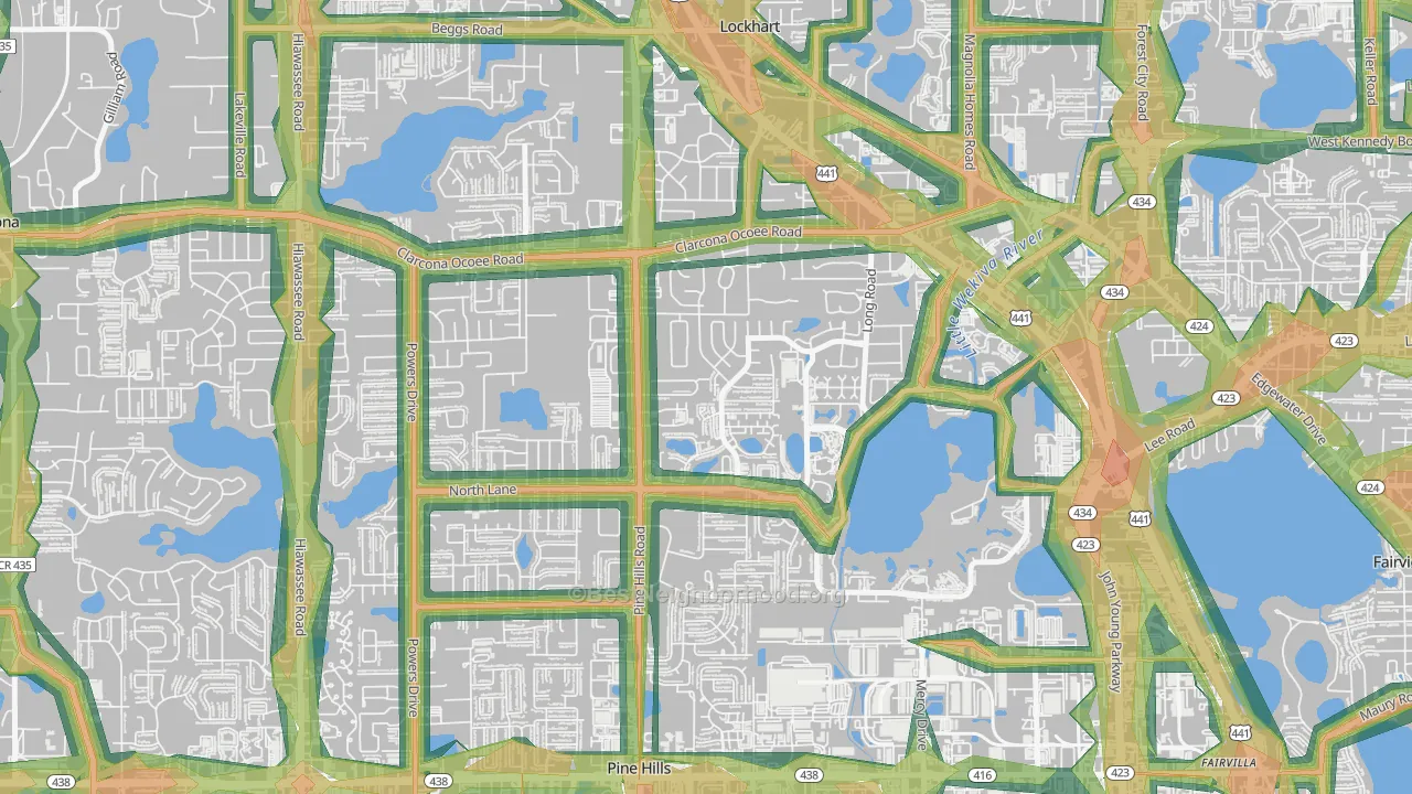Rosemont North, Orlando, FL Map of Noise Levels in Rosemont North
