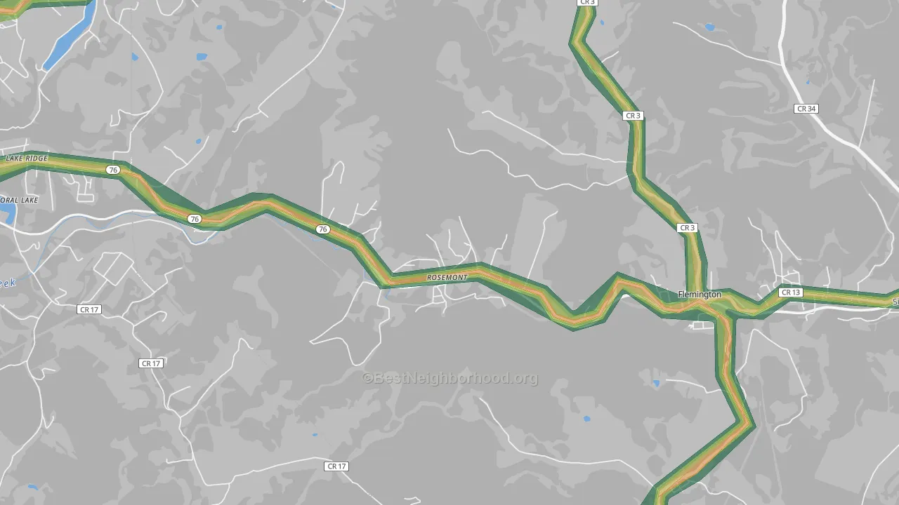 Rosemont, WV Map of Noise Levels in Rosemont