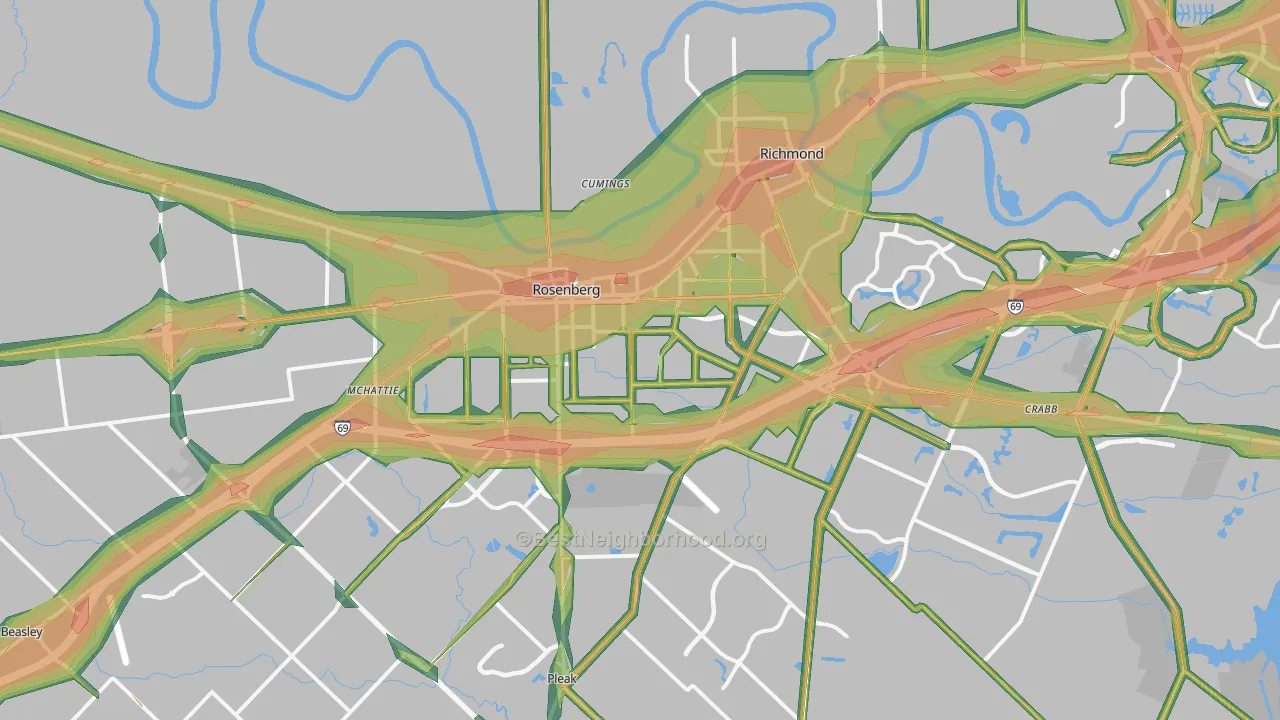 Rosenberg, TX Map of Noise Levels in Rosenberg