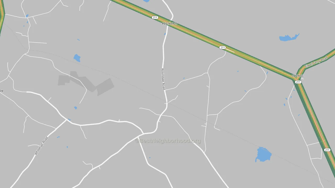 Rosindale, NC Map of Noise Levels in Rosindale