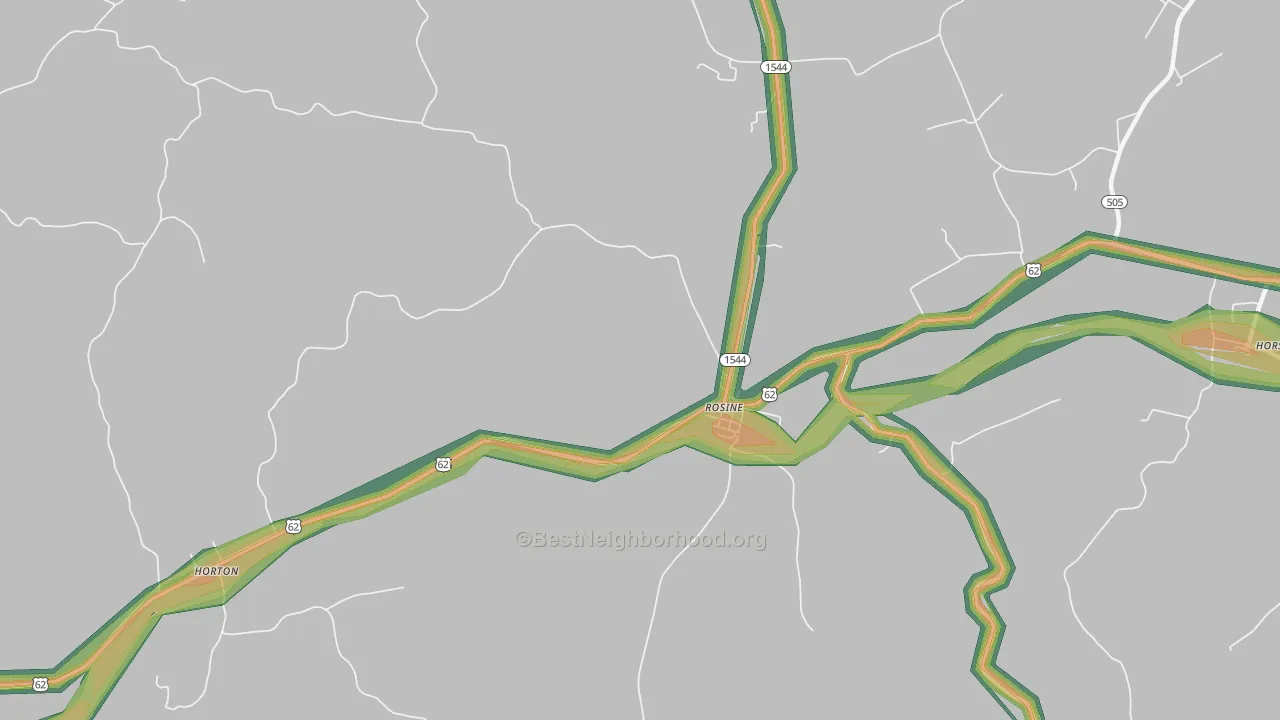Rosine, KY Map of Noise Levels in Rosine