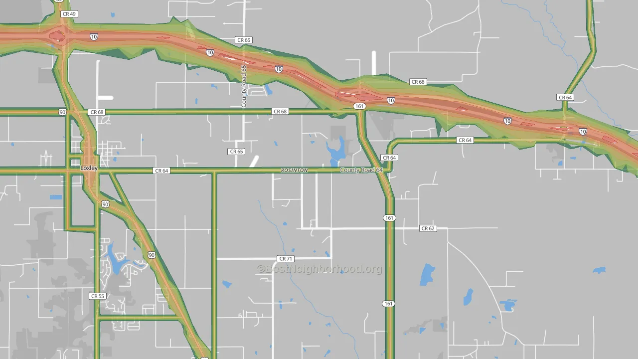 Rosinton, AL Map of Noise Levels in Rosinton