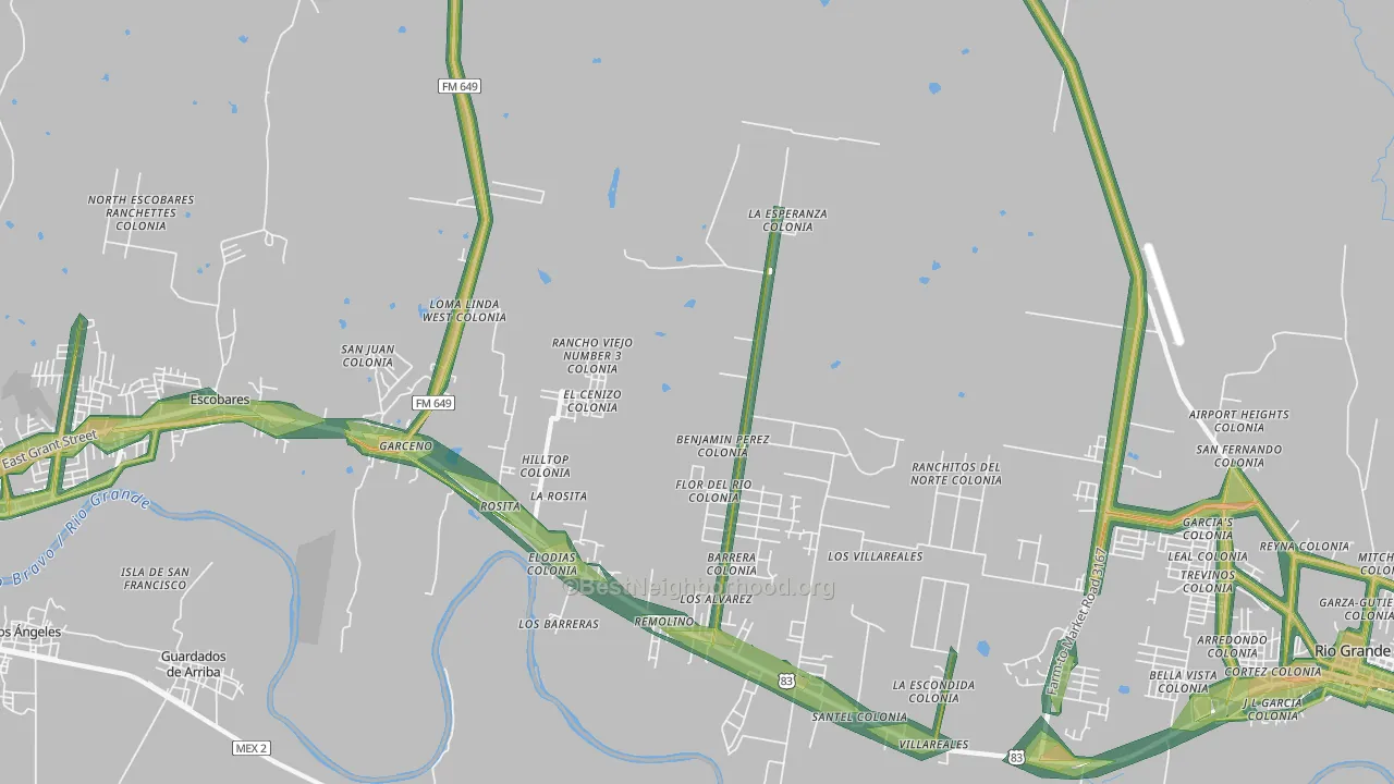 Rosita, TX Map of Noise Levels in Rosita