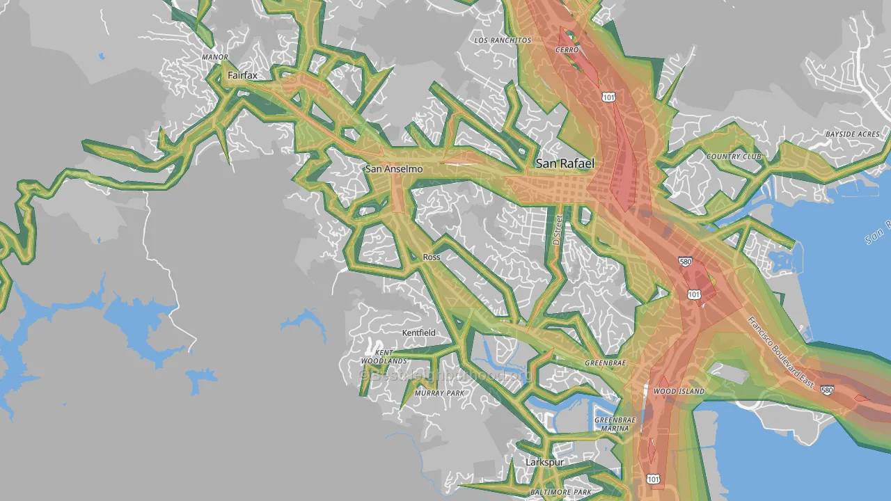 Ross, CA Map of Noise Levels in Ross