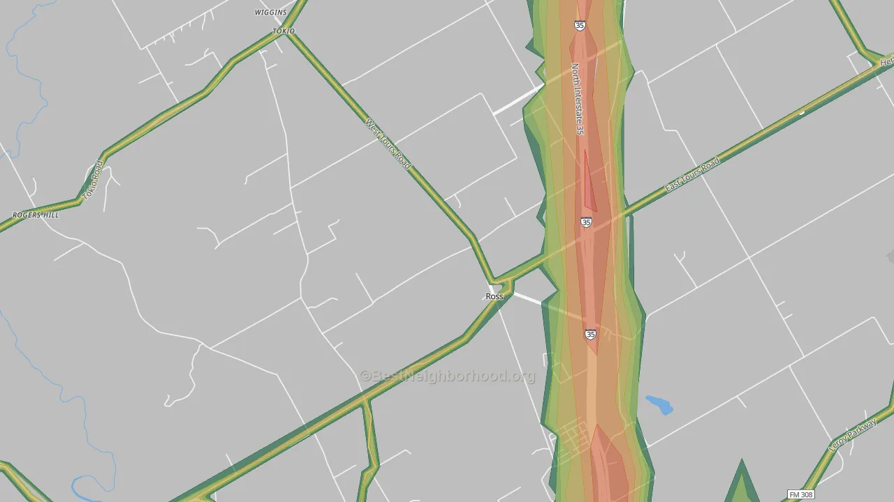 Ross, TX Map of Noise Levels in Ross