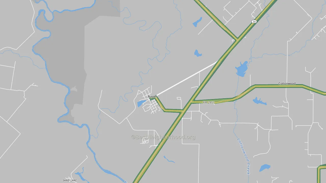 Rosser, TX Map of Noise Levels in Rosser