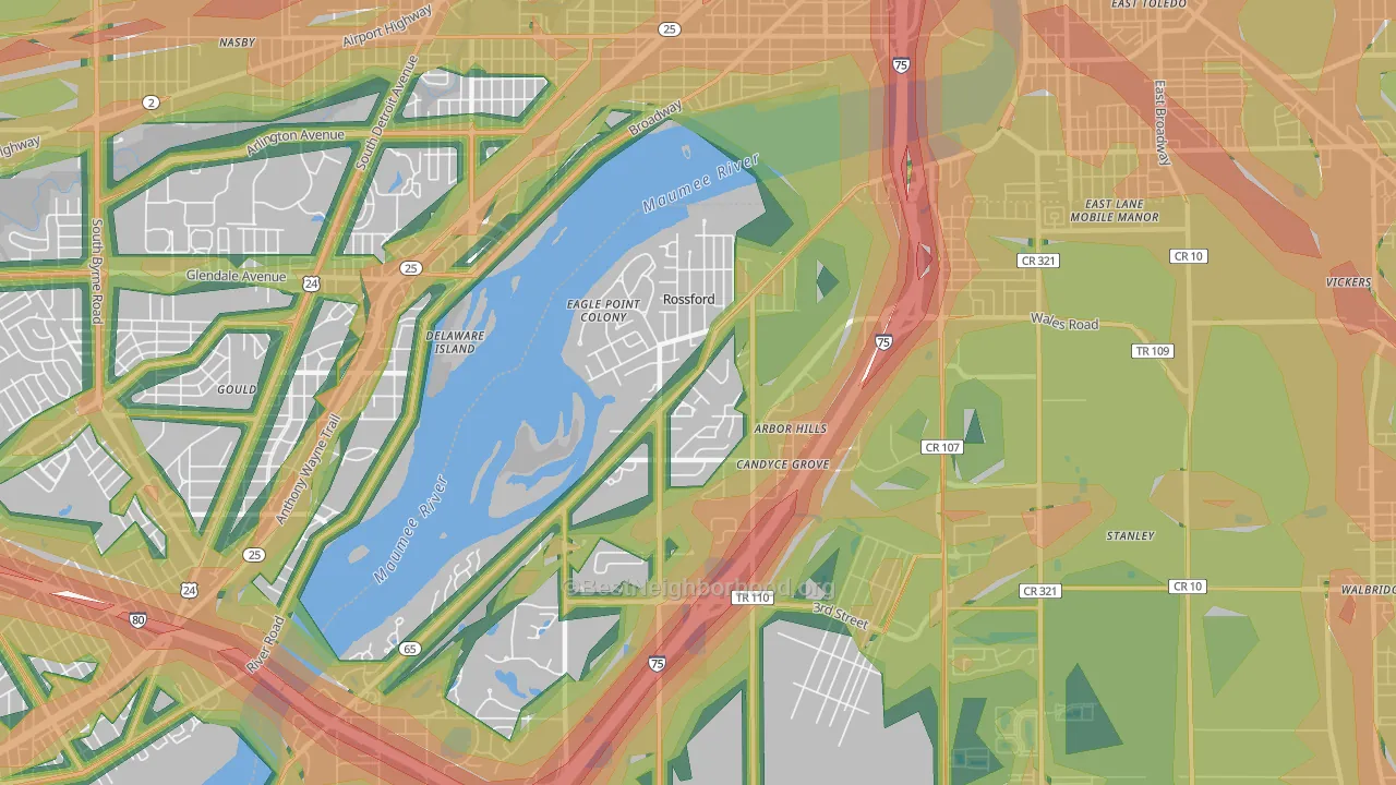 Rossford, OH Map of Noise Levels in Rossford