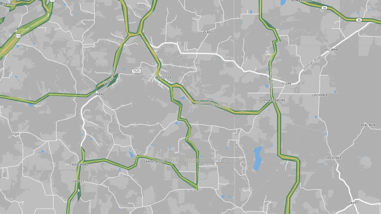 Rossiter, PA Map of Noise Levels in Rossiter