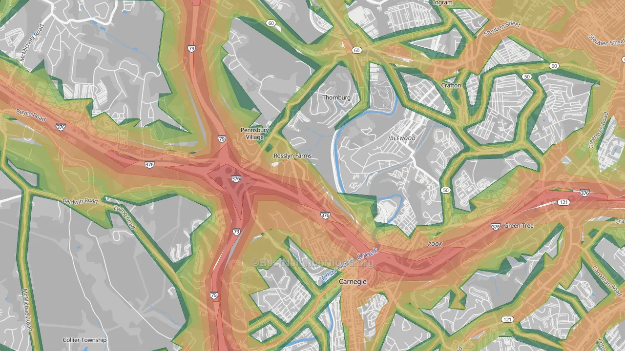 Rosslyn Farms, PA Map of Noise Levels in Rosslyn Farms