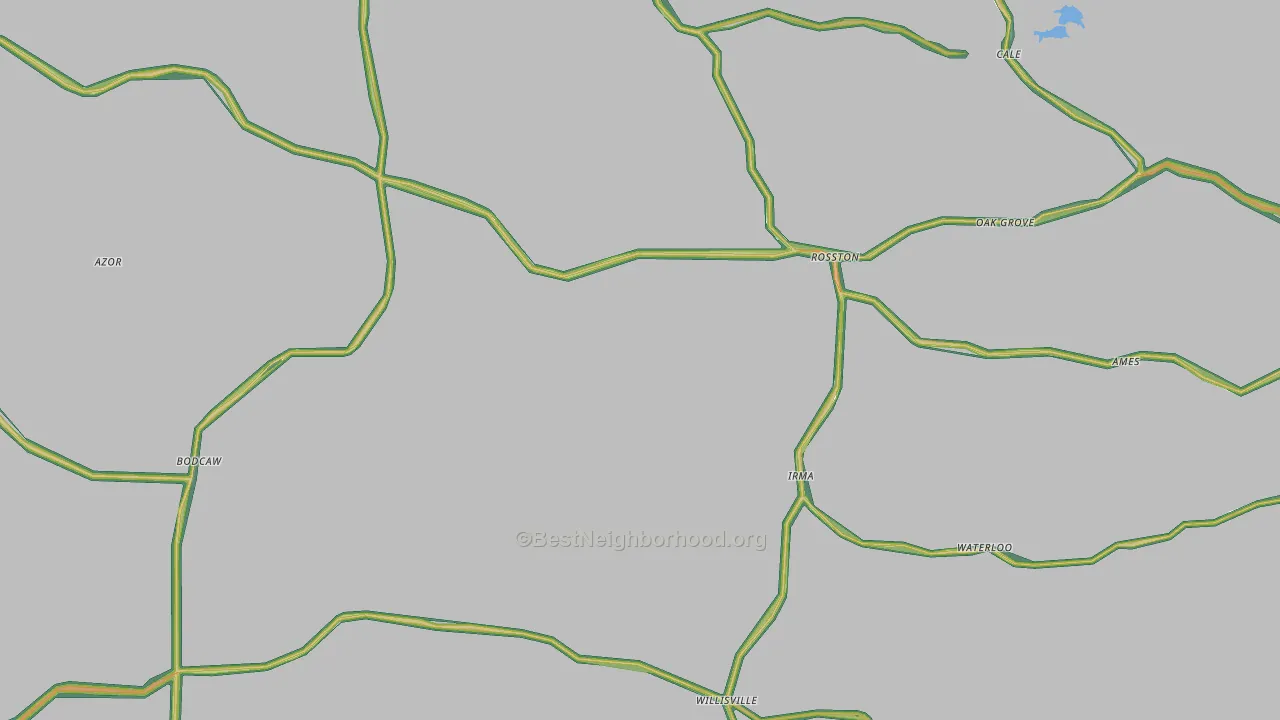 Rosston, AR Map of Noise Levels in Rosston