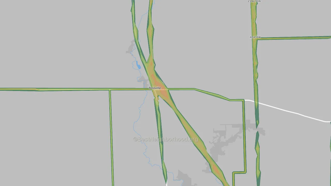 Rossville, IL Map of Noise Levels in Rossville