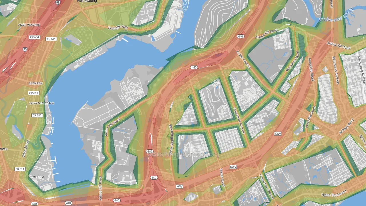 Rossville, Staten Island, NY Map of Noise Levels in Rossville