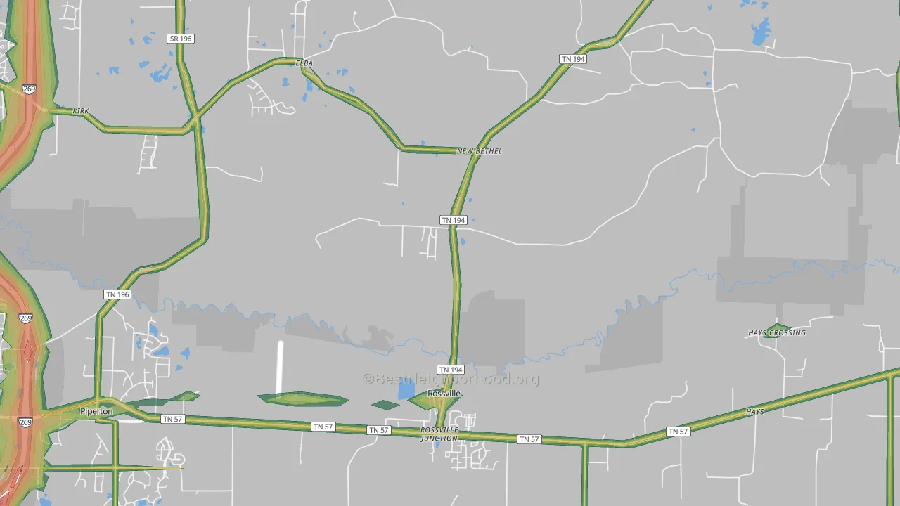 Rossville, TN Map of Noise Levels in Rossville