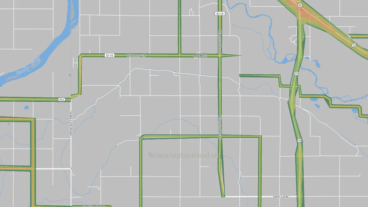 Roswell, ID Map of Noise Levels in Roswell
