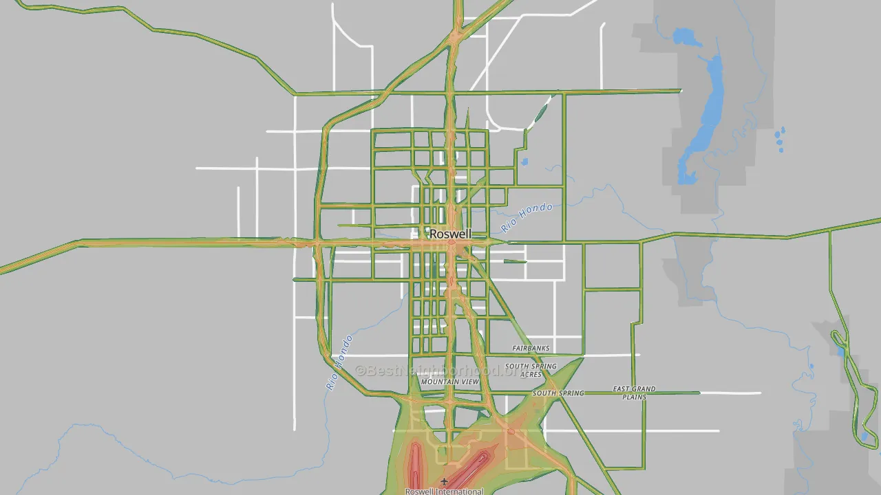 Roswell, NM Map of Noise Levels in Roswell