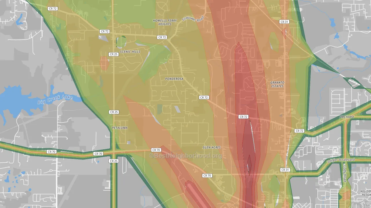 Rothfield, Semmes, AL Map of Noise Levels in Rothfield