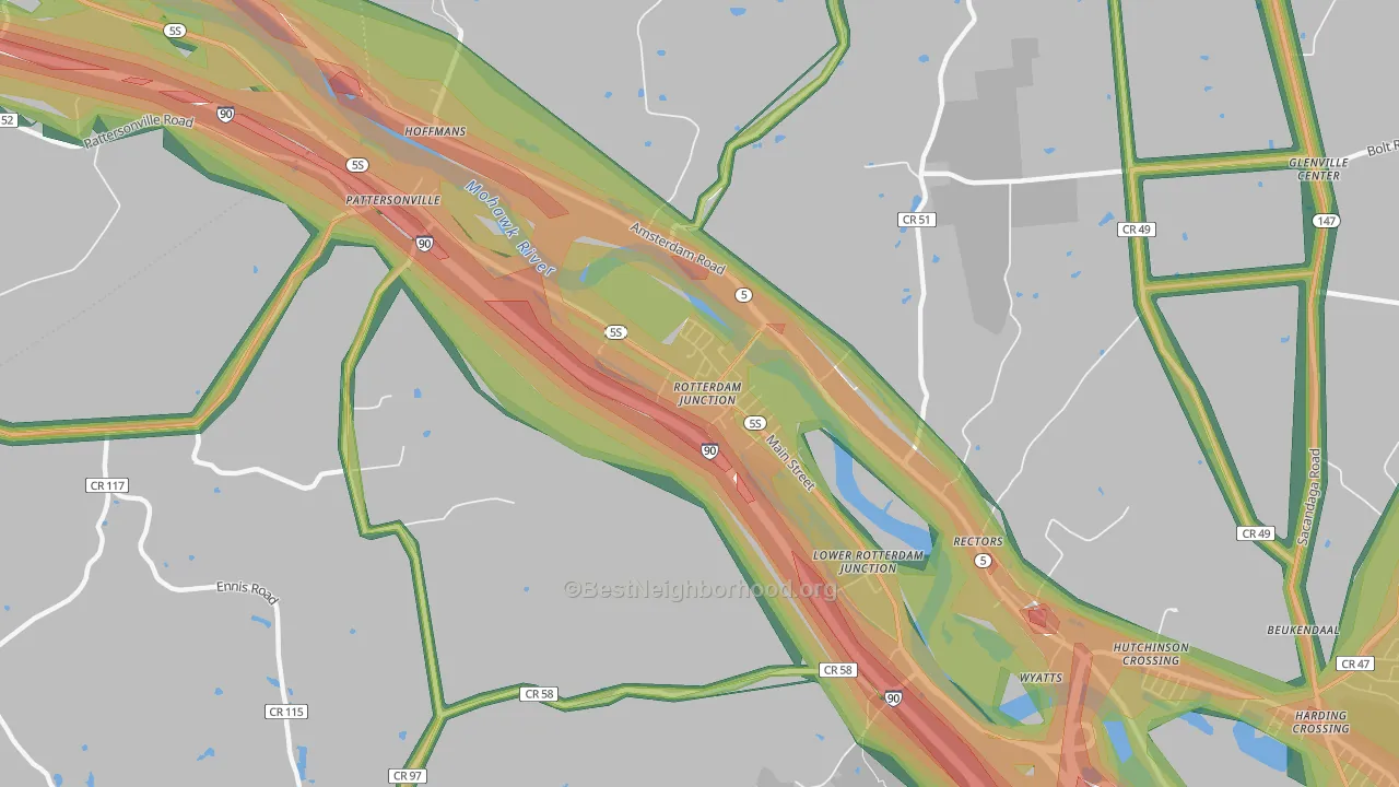 Rotterdam Junction, NY Map of Noise Levels in Rotterdam Junction