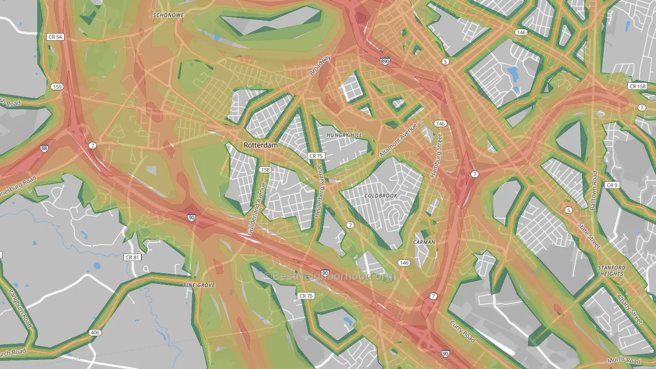 Rotterdam, NY Map of Noise Levels in Rotterdam