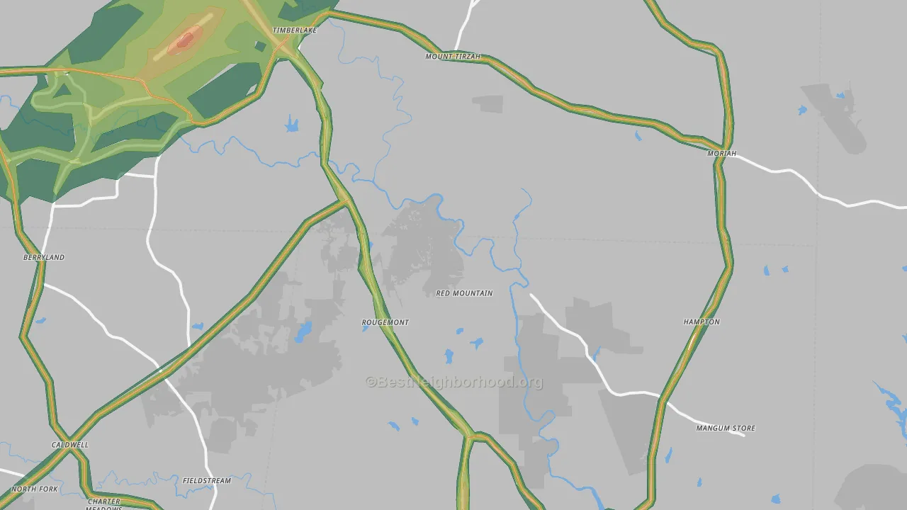 Rougemont, NC Map of Noise Levels in Rougemont