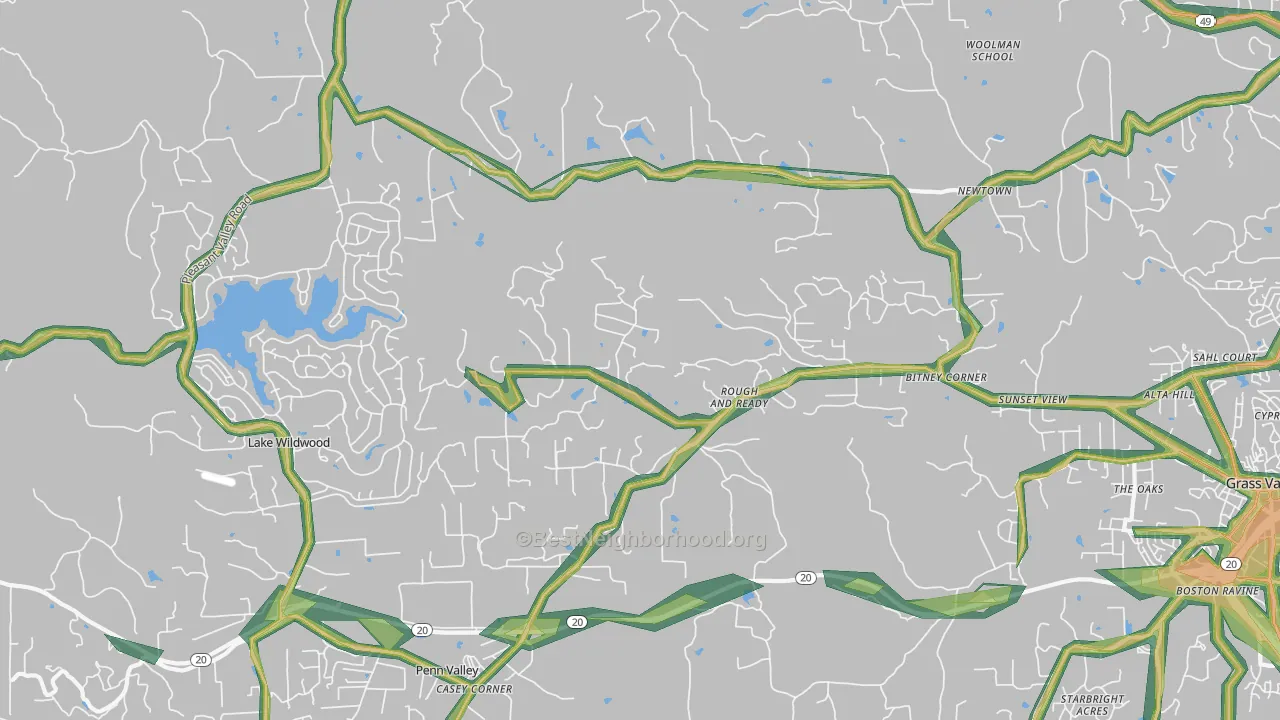 Rough And Ready, CA Map of Noise Levels in Rough And Ready