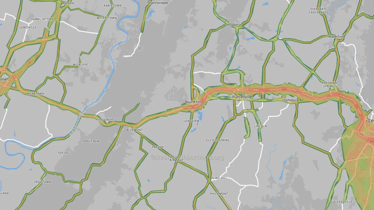 Round Hill, VA Map of Noise Levels in Round Hill