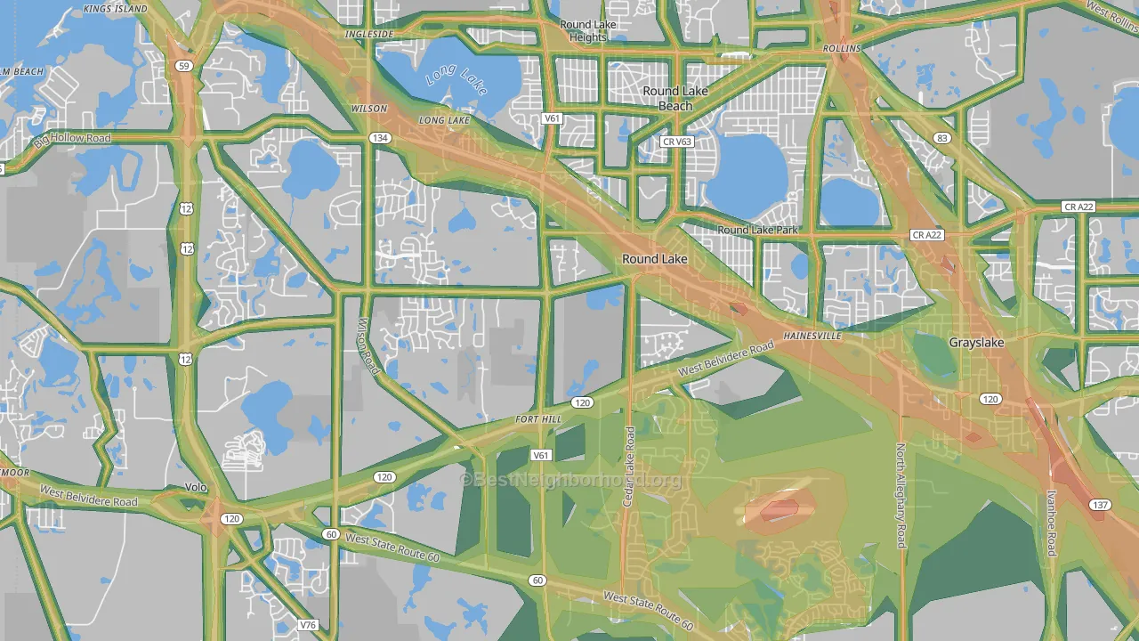 Round Lake, IL Map of Noise Levels in Round Lake
