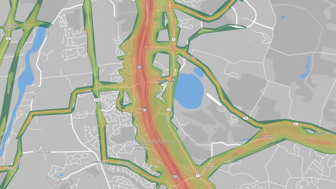 Round Lake, NY Map of Noise Levels in Round Lake