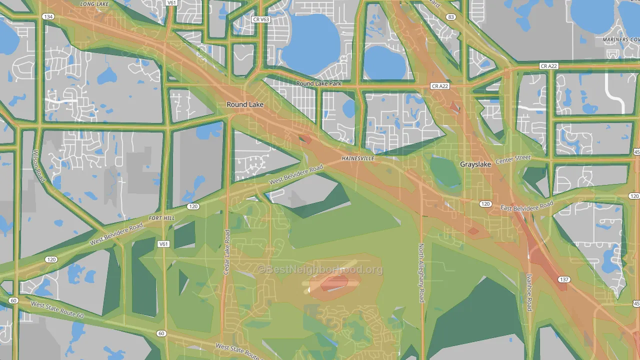 Round Lake Park, IL Map of Noise Levels in Round Lake Park