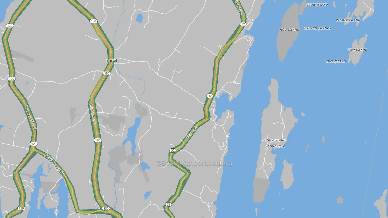Round Pond, ME Map of Noise Levels in Round Pond