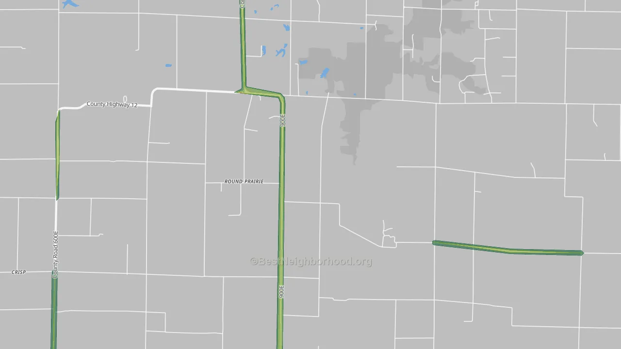 Round Prairie, IL Map of Noise Levels in Round Prairie