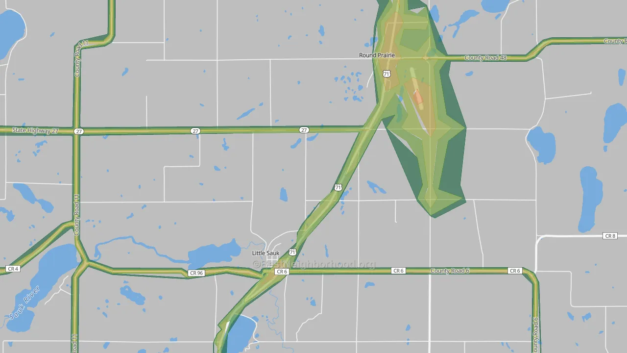 Round Prairie, MN Map of Noise Levels in Round Prairie