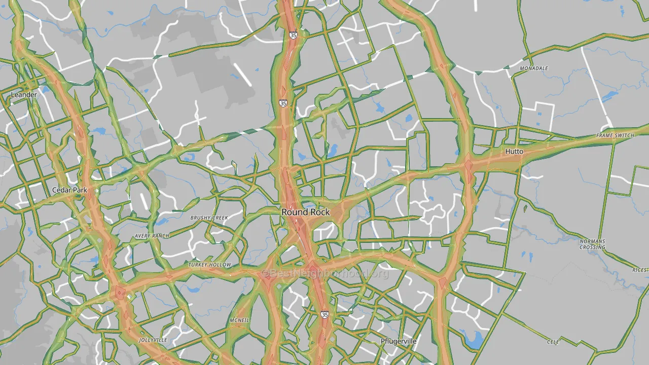 Round Rock, TX Map of Noise Levels in Round Rock