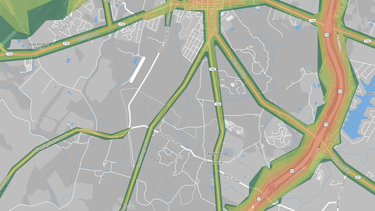 Round Top, PA Map of Noise Levels in Round Top
